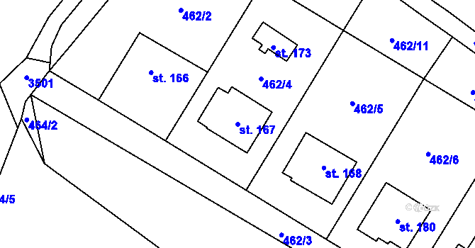Parcela st. 167 v KÚ Liberk, Katastrální mapa