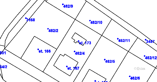 Parcela st. 173 v KÚ Liberk, Katastrální mapa