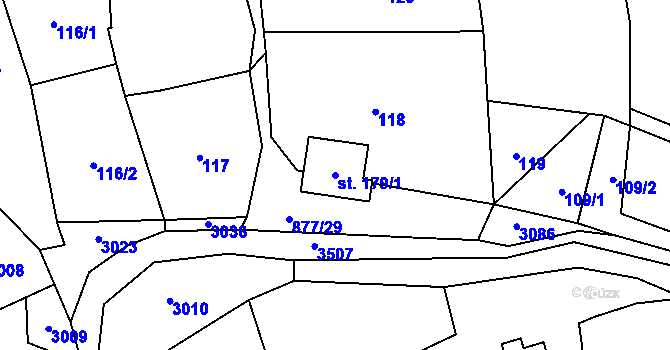 Parcela st. 179/1 v KÚ Liberk, Katastrální mapa