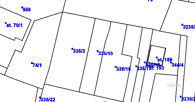 Parcela st. 335/15 v KÚ Liberk, Katastrální mapa