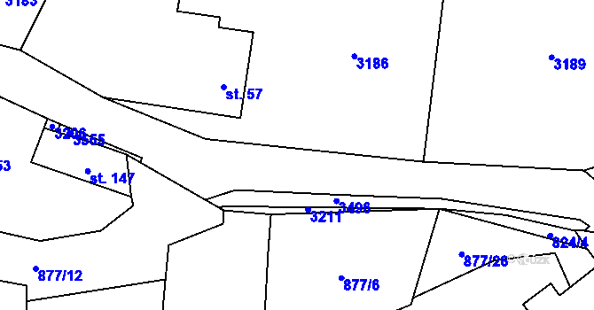 Parcela st. 877/4 v KÚ Liberk, Katastrální mapa