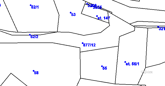 Parcela st. 877/12 v KÚ Liberk, Katastrální mapa
