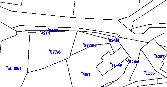 Parcela st. 877/26 v KÚ Liberk, Katastrální mapa