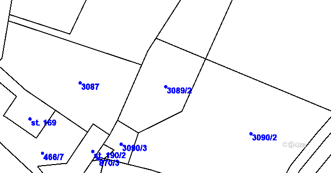 Parcela st. 3089/2 v KÚ Liberk, Katastrální mapa