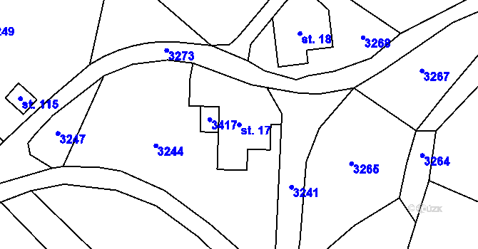 Parcela st. 17 v KÚ Prorubky, Katastrální mapa