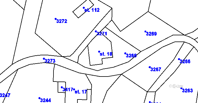 Parcela st. 18 v KÚ Prorubky, Katastrální mapa
