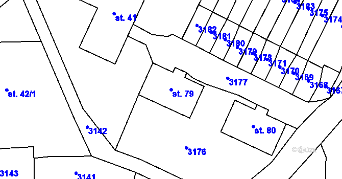 Parcela st. 79 v KÚ Prorubky, Katastrální mapa