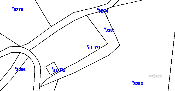 Parcela st. 7/1 v KÚ Prorubky, Katastrální mapa