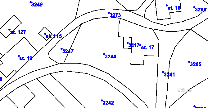Parcela st. 3244 v KÚ Prorubky, Katastrální mapa