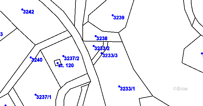 Parcela st. 3233/3 v KÚ Prorubky, Katastrální mapa