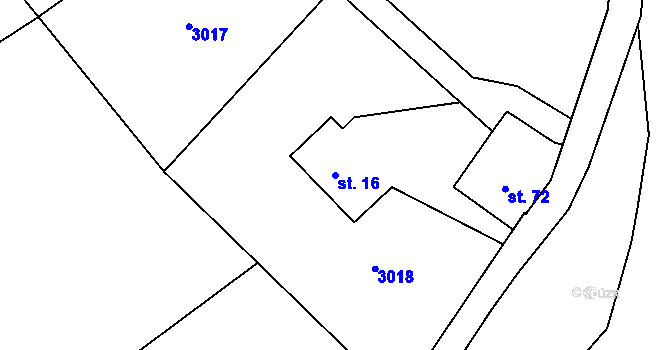 Parcela st. 16 v KÚ Rampuše, Katastrální mapa