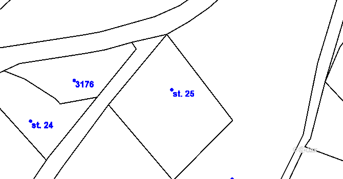 Parcela st. 25 v KÚ Rampuše, Katastrální mapa