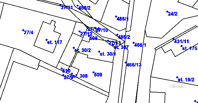 Parcela st. 30/1 v KÚ Libeň u Libeře, Katastrální mapa