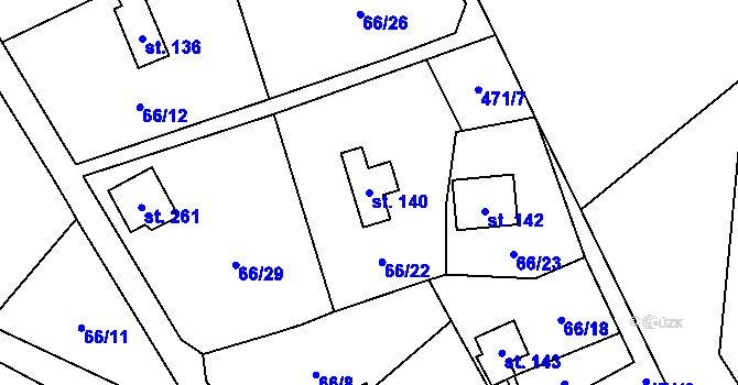Parcela st. 140 v KÚ Libeň u Libeře, Katastrální mapa