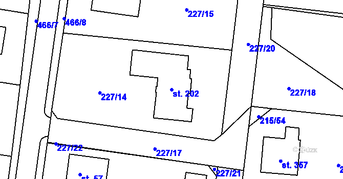 Parcela st. 202 v KÚ Libeň u Libeře, Katastrální mapa