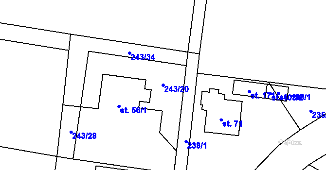 Parcela st. 243/20 v KÚ Libeň u Libeře, Katastrální mapa
