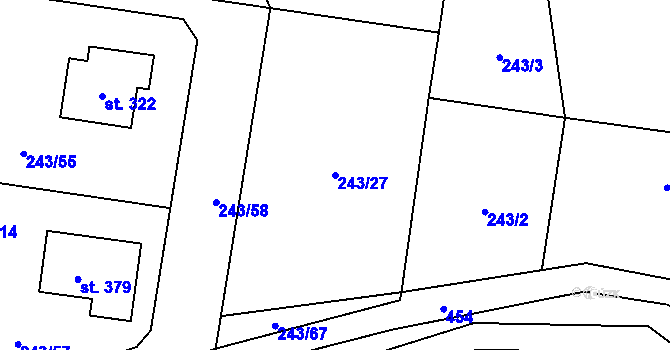 Parcela st. 243/27 v KÚ Libeň u Libeře, Katastrální mapa