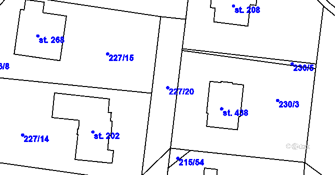 Parcela st. 227/20 v KÚ Libeň u Libeře, Katastrální mapa