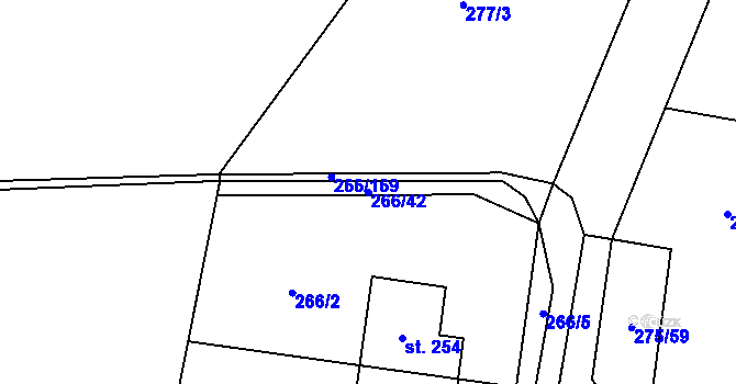 Parcela st. 266/42 v KÚ Libeň u Libeře, Katastrální mapa