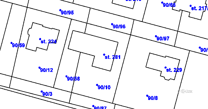 Parcela st. 281 v KÚ Libeň u Libeře, Katastrální mapa