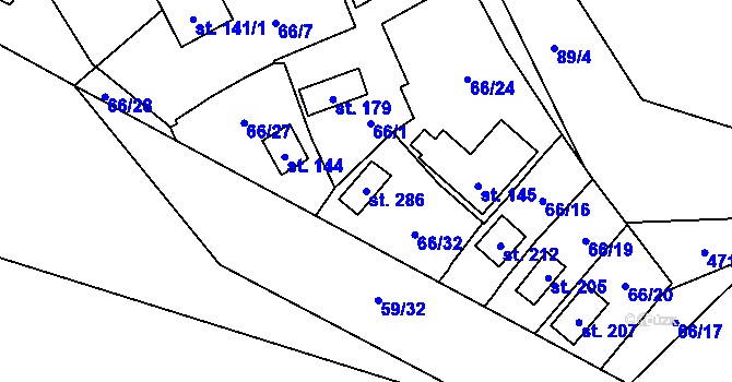 Parcela st. 286 v KÚ Libeň u Libeře, Katastrální mapa
