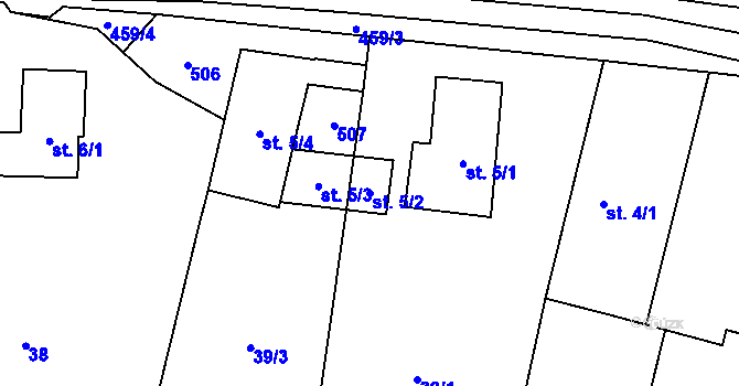 Parcela st. 5/2 v KÚ Libeň u Libeře, Katastrální mapa