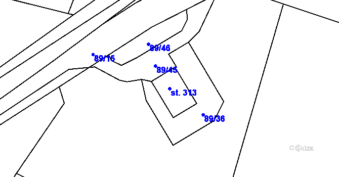 Parcela st. 313 v KÚ Libeň u Libeře, Katastrální mapa