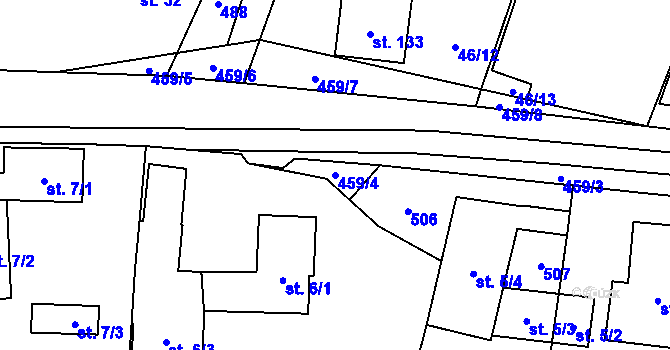 Parcela st. 459/4 v KÚ Libeň u Libeře, Katastrální mapa