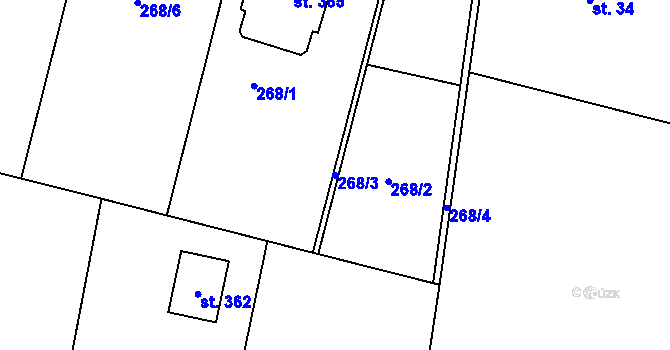 Parcela st. 268/3 v KÚ Libeň u Libeře, Katastrální mapa