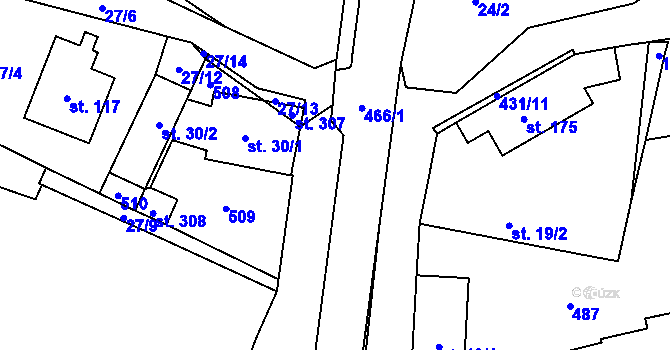 Parcela st. 466/13 v KÚ Libeň u Libeře, Katastrální mapa