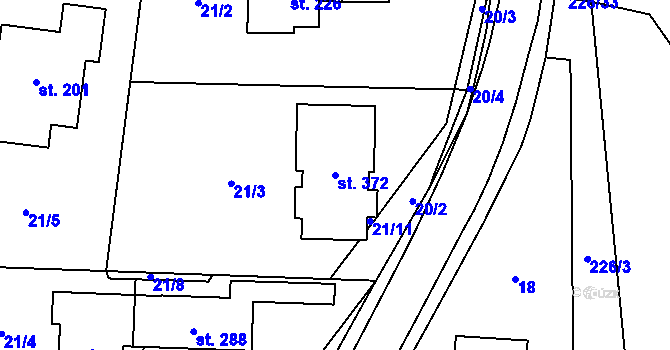 Parcela st. 372 v KÚ Libeň u Libeře, Katastrální mapa