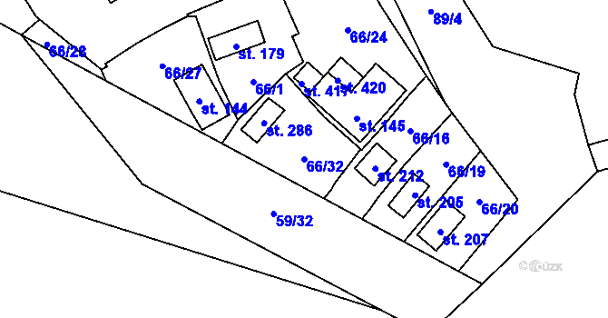 Parcela st. 66/32 v KÚ Libeň u Libeře, Katastrální mapa