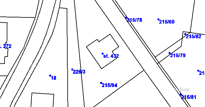Parcela st. 432 v KÚ Libeň u Libeře, Katastrální mapa