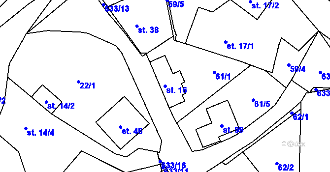Parcela st. 16 v KÚ Libeř, Katastrální mapa