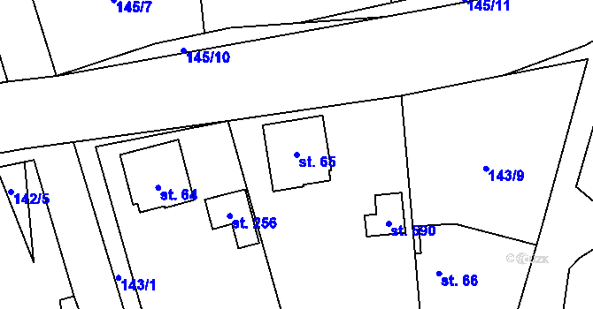 Parcela st. 65 v KÚ Libeř, Katastrální mapa