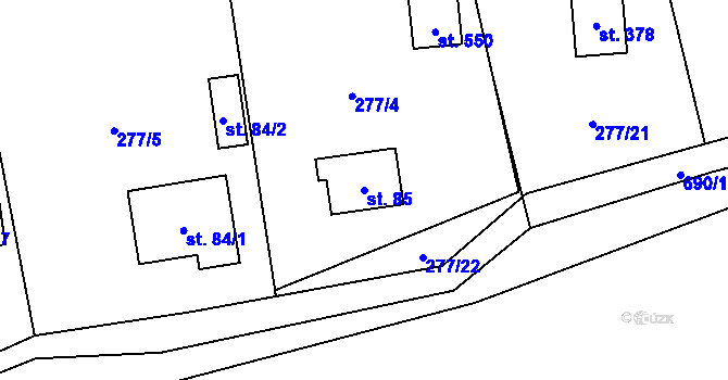 Parcela st. 85 v KÚ Libeř, Katastrální mapa