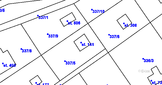 Parcela st. 141 v KÚ Libeř, Katastrální mapa