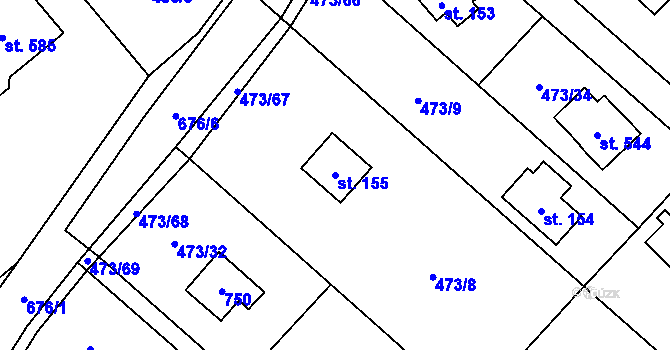 Parcela st. 155 v KÚ Libeř, Katastrální mapa