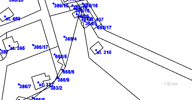 Parcela st. 210 v KÚ Libeř, Katastrální mapa
