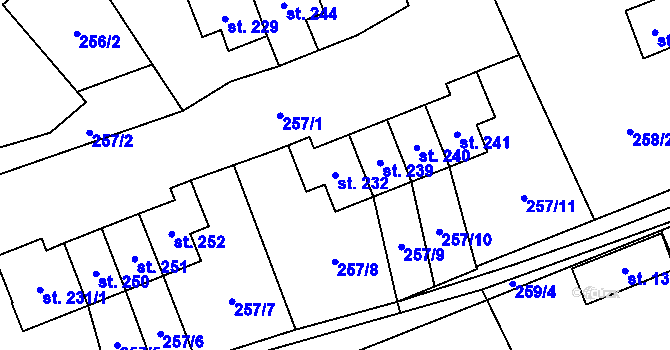 Parcela st. 232 v KÚ Libeř, Katastrální mapa