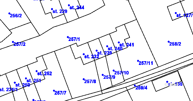 Parcela st. 239 v KÚ Libeř, Katastrální mapa