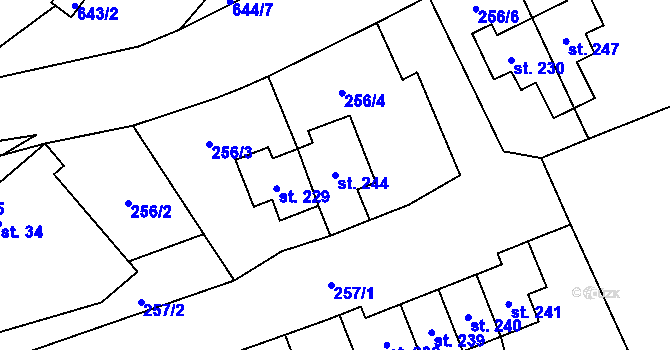 Parcela st. 244 v KÚ Libeř, Katastrální mapa