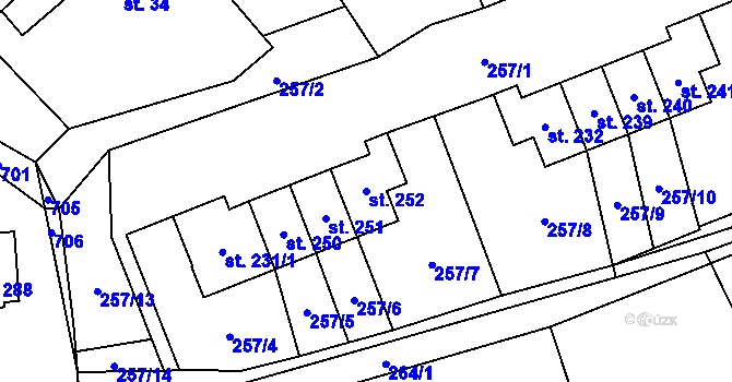 Parcela st. 252 v KÚ Libeř, Katastrální mapa