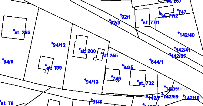 Parcela st. 255 v KÚ Libeř, Katastrální mapa