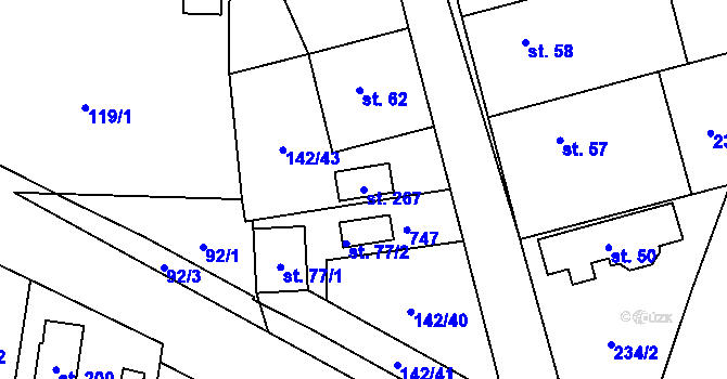 Parcela st. 267 v KÚ Libeř, Katastrální mapa