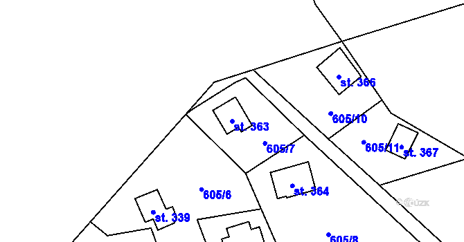 Parcela st. 363 v KÚ Libeř, Katastrální mapa