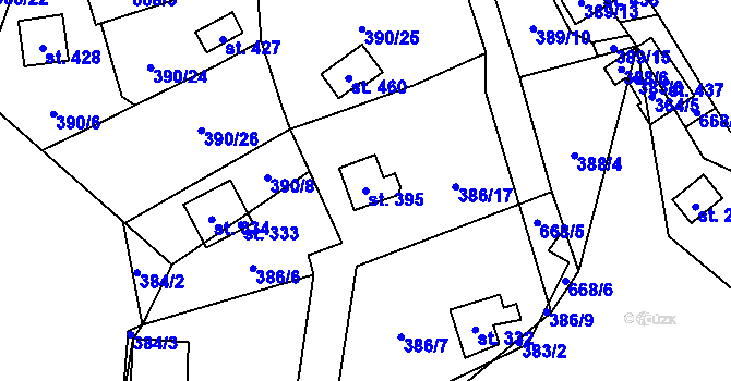 Parcela st. 395 v KÚ Libeř, Katastrální mapa
