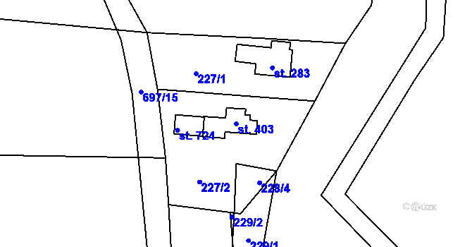 Parcela st. 403 v KÚ Libeř, Katastrální mapa