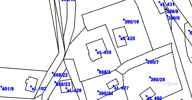 Parcela st. 426 v KÚ Libeř, Katastrální mapa