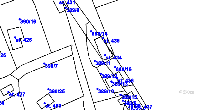 Parcela st. 434 v KÚ Libeř, Katastrální mapa
